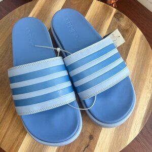Adidas Women's Adilette Platform Sandal 11US Blue Light/Dark Blue HQ6181